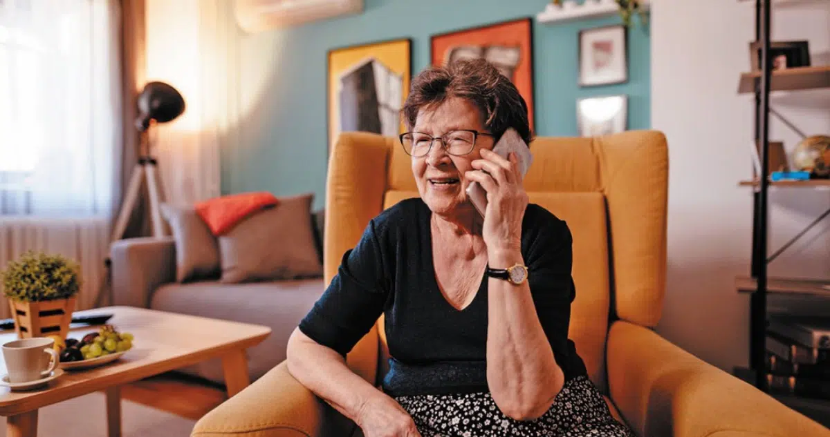 Older female talking on cell phone